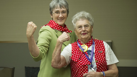 Rosied Up - The Honorable Secretary Wilson and Ms. Mae Krier, one of the Original Rosie the Riveters
